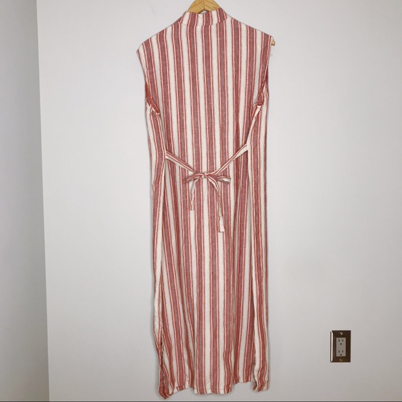 Bryn Walker Striped Button Front Linen Dress - L - Picture 2 of 8